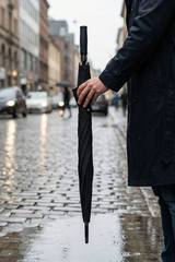 Large Automatic Umbrella Black – Windproof, Reinforced, Travel Use