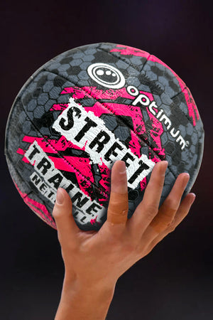 Street Netball Size 5 – Black/Pink, Durable, High Grip, Outdoor Use - Optimum