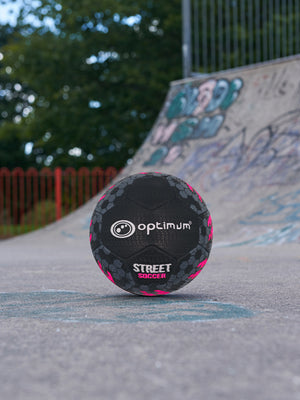 Street Football Size 4 – Black/Pink, Durable, High Visibility, Street - Optimum