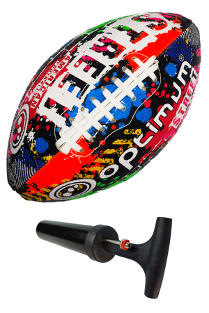 Graffiti-print Optimum Street American football with black hand pump below - Optimum