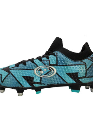 Side profile of the Aztec lace-up boot showing the laces, Optimum logo, and hybrid stud sole