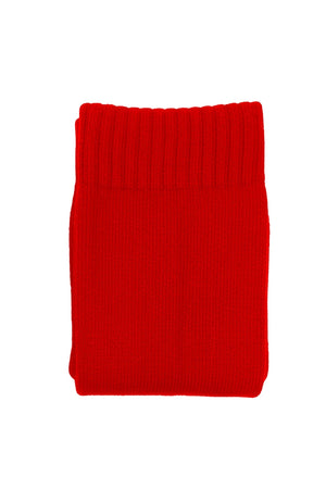 Single pair of red Classico knee-length football socks, folded, on white - Optimum