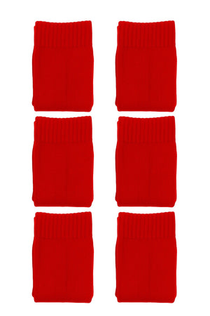 Red Classico knee-length football socks 6-pack, six folded pairs on white - Optimum