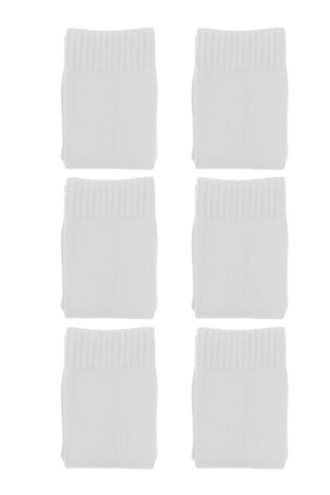 White Classico knee-length football socks 6-pack, six folded pairs on white - Optimum