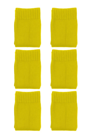 Yellow Classico knee-length football socks 6-pack, six folded pairs on white - Optimum