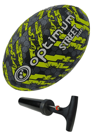 Optimum Street Rugby Ball Black/Yellow Size 3 with pump