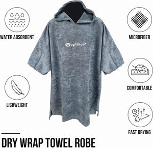 Drywrap Hooded Towel Robe – Beach Changing Poncho - Optimum