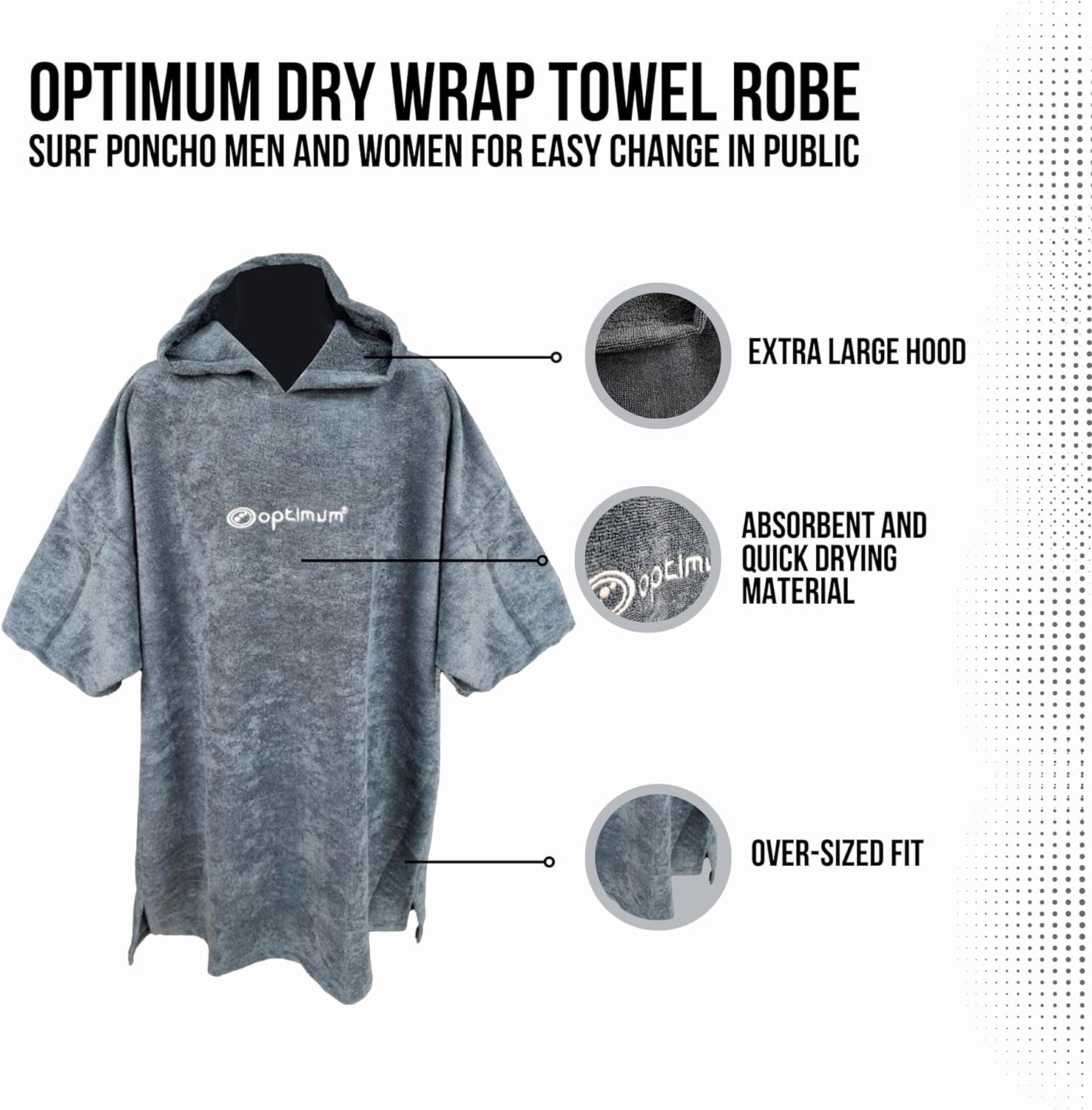 Optimum Drywrap Towel Robe, Thick Hooded Beach Towel - Optimum