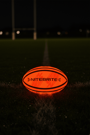 LED Glow Rugby Ball Size 5 – Motion Activated with Auto-Off – Durable Water-Resistant Night Play - Optimum