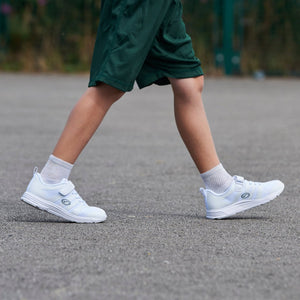 Mesh Top Easy Fasten School Trainers (Infant & Junior) – White & Black - Optimum