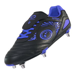 Optimum Razor Junior Rugby Boots in Blue/Black – 6-stud metal lace-up rugby boot