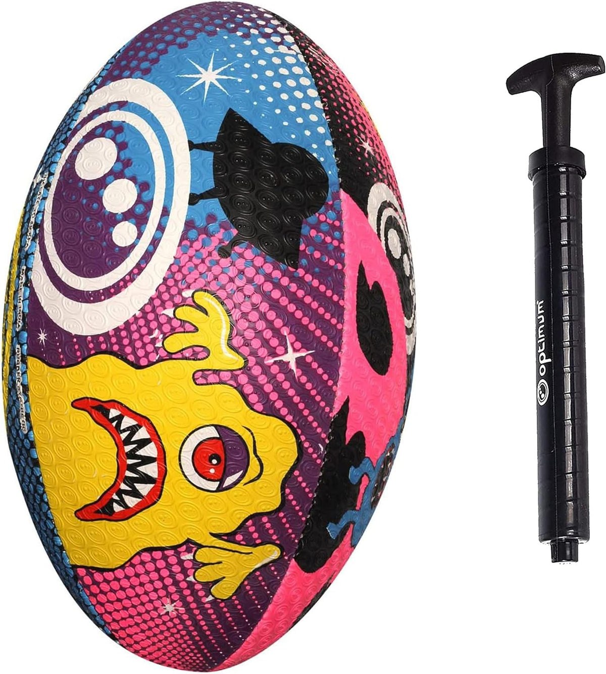 OPTIMUM RUGBY BALL - Space Monster - 3 - WITH PUMP - Optimum