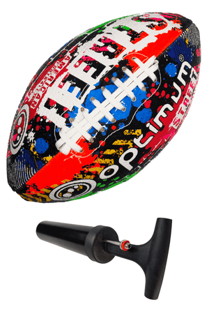 Graffiti-print Optimum Street American football with black hand pump below - Optimum