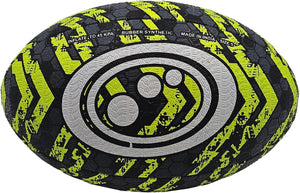 Street Rugby Ball Size 4 – Black/Yellow, Durable, High Visibility - Optimum