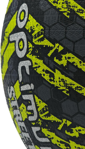 Street Rugby Ball Size 4 – Black/Yellow, Durable, High Visibility - Optimum