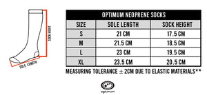 Wetsuit Neoprene Socks – 3mm Anti-Slip, Sizes S-XL - Optimum