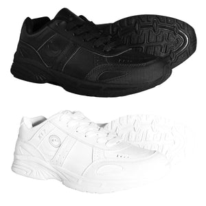 X17 Lace-Up School Trainers (Junior) – Durable Black & White - Optimum