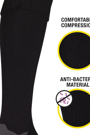 Black Classico sock feature graphic: comfortable compression and anti-bacterial material - Optimum