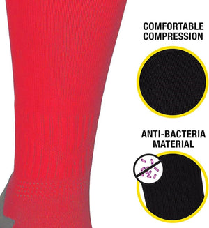 Red Classico sock feature graphic: comfortable compression and anti-bacteria material - Optimum