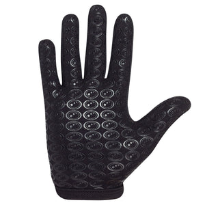 Black Optimum Multi-X full-finger glove, palm view showing textured oval grip pattern on white - Optimum