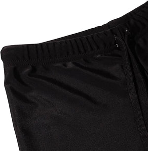 Close-up of black Optimum Multi-X shorts elasticated waistband corner, on white - Optimum