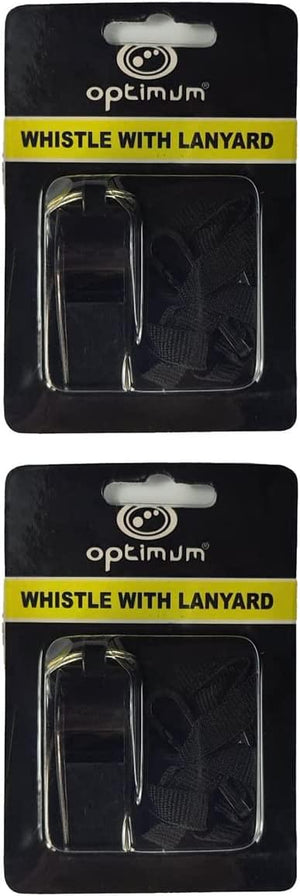 Plastic Sports Whistles with Lanyard – Pack of 2 - Optimum