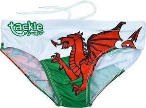 Wales flag Optimum tackle trunks with red dragon and green Tackle Trunks logo, flat lay - Optimum
