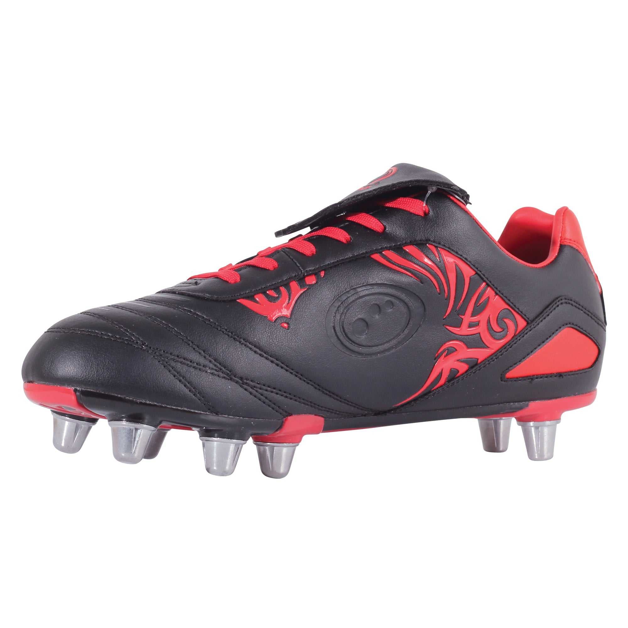 Senior Red Razor Lace Up 8 Stud Rugby Boot - Optimum