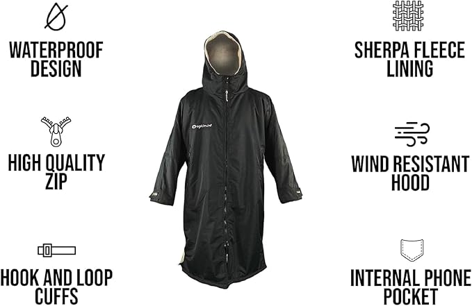Drywrap Long Sleeve Changing Robe – Waterproof, Windproof, Fleece-Lined