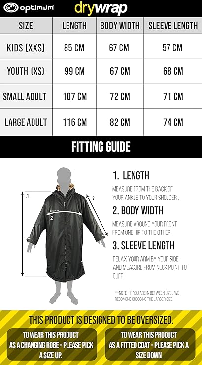 Drywrap Long Sleeve Changing Robe – Waterproof, Windproof, Fleece-Lined - Optimum