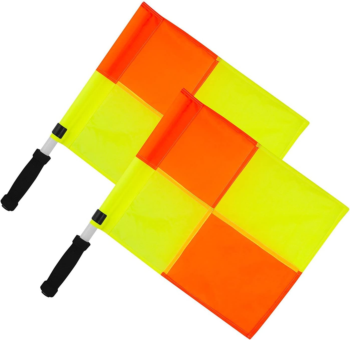 Optimum Linesman Flag With Carry Bag- High Visibility, Durable, and Reliable - Essential Equipment for Referees Pack of 2, Yellow/Orange - Optimum