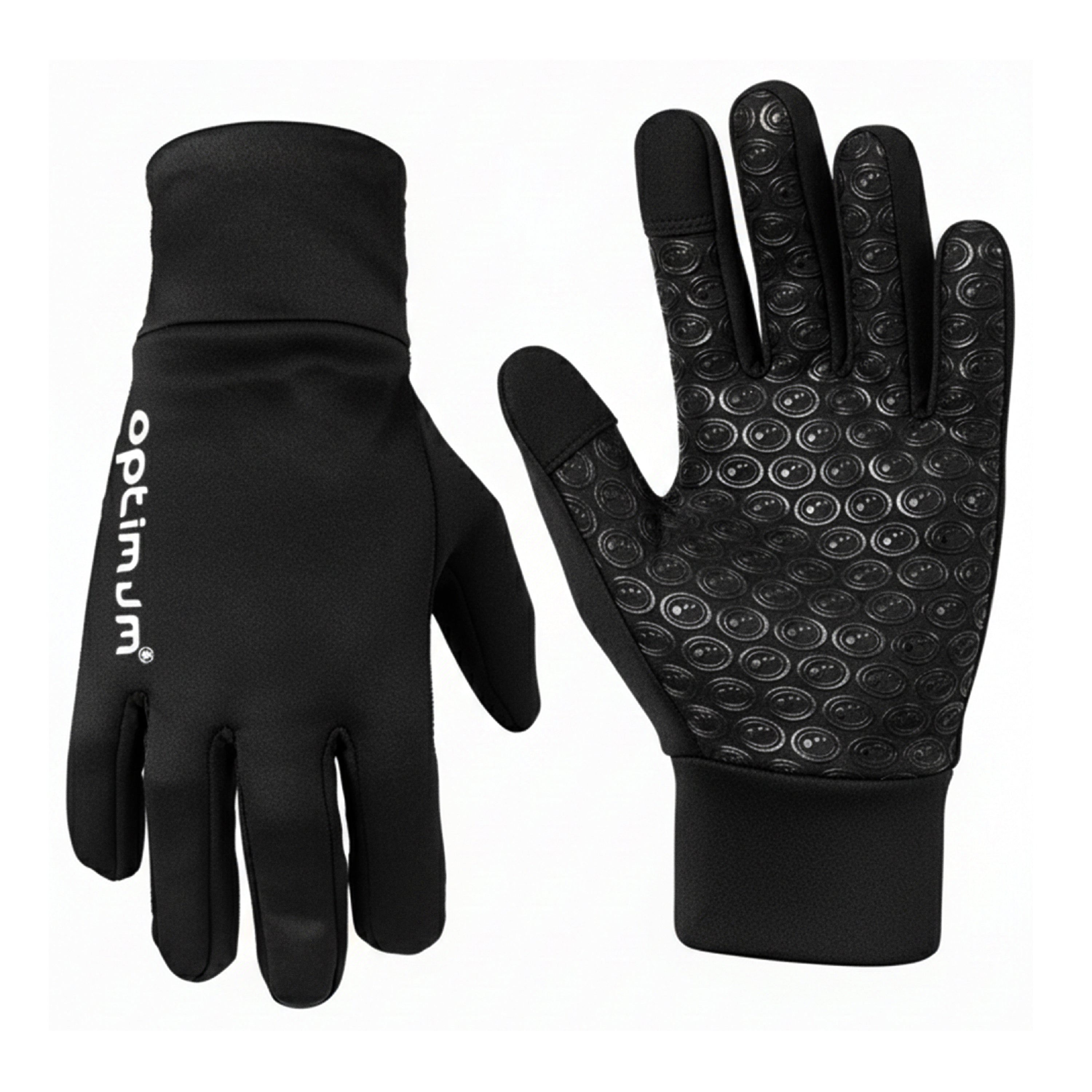 Pair of black Optimum aqua gloves, logo back and dimpled grip palm - Optimum
