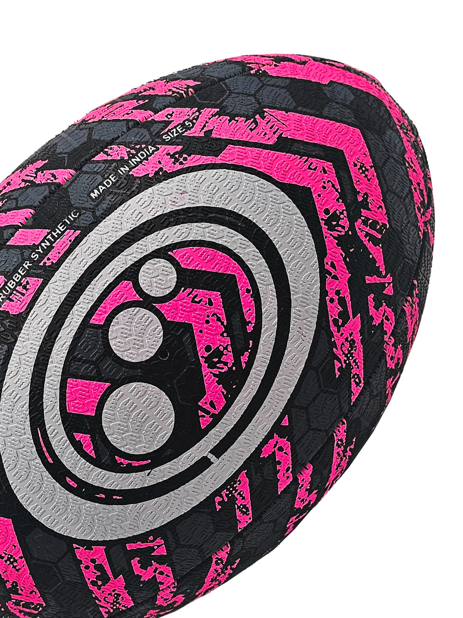 Street Rugby Ball Size 4 – Black/Pink, Durable, Grip, Hard Surfaces