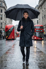 Large Automatic Umbrella Black – Windproof, Reinforced, Travel Use