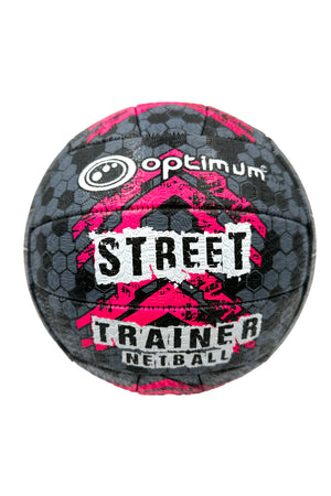 Street Netball Size 4 – Black/Pink, Durable, All-Weather Grip - Optimum