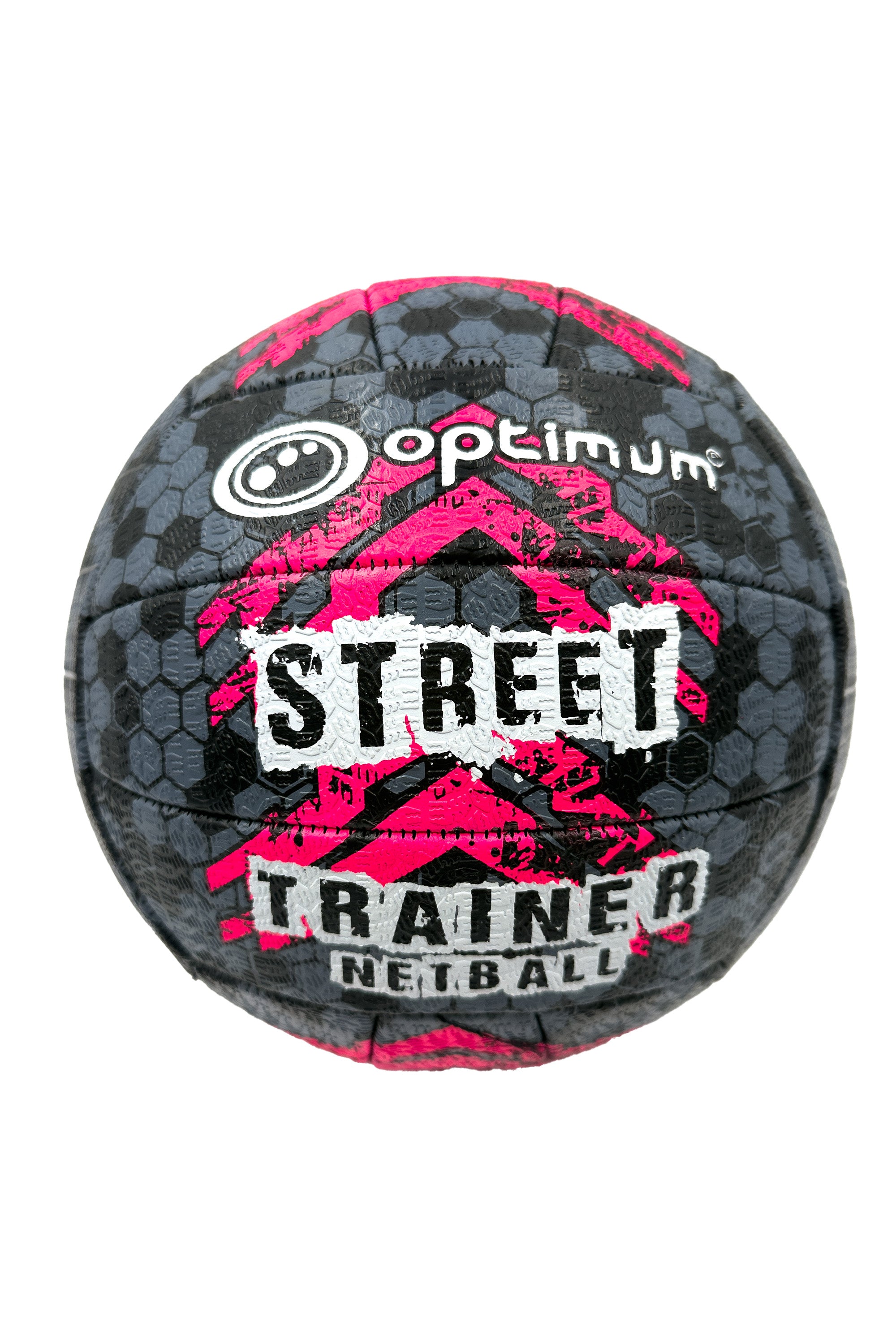 Street Netball Size 5 – Black/Pink, Durable, High Grip, Outdoor Use - Optimum