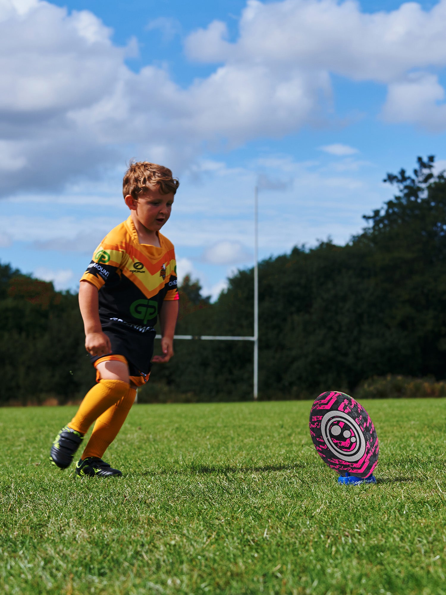 Street Rugby Ball Size 4 – Black/Pink, Durable, Grip, Hard Surfaces - Optimum