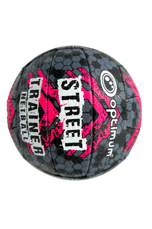 Street Netball Size 5 – Black/Pink, Durable, High Grip, Outdoor Use - Optimum