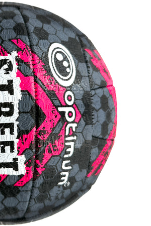 Street Netball Size 5 – Black/Pink, Durable, High Grip, Outdoor Use - Optimum