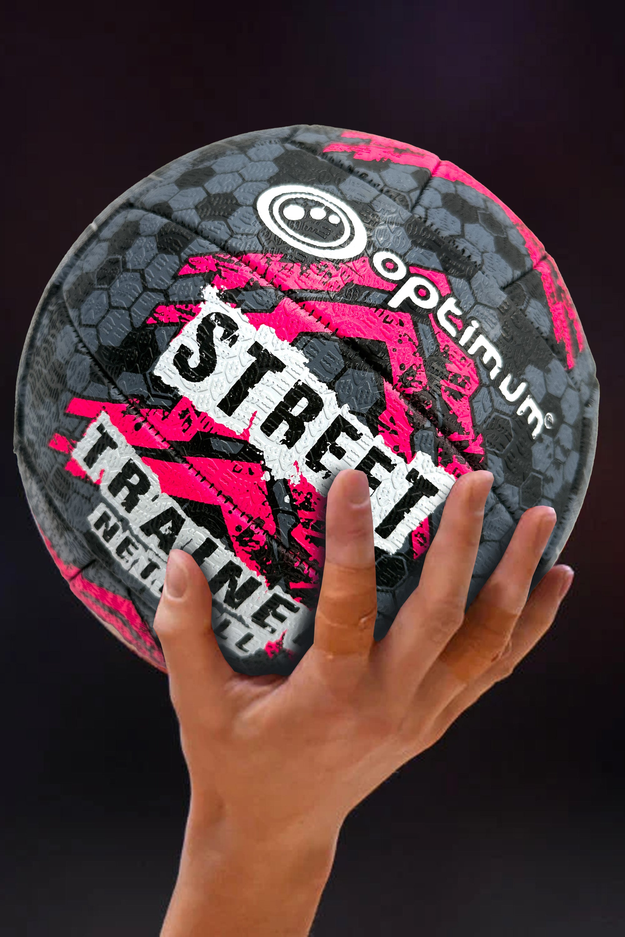 Street Netball Size 5 – Black/Pink, Durable, High Grip, Outdoor Use - Optimum