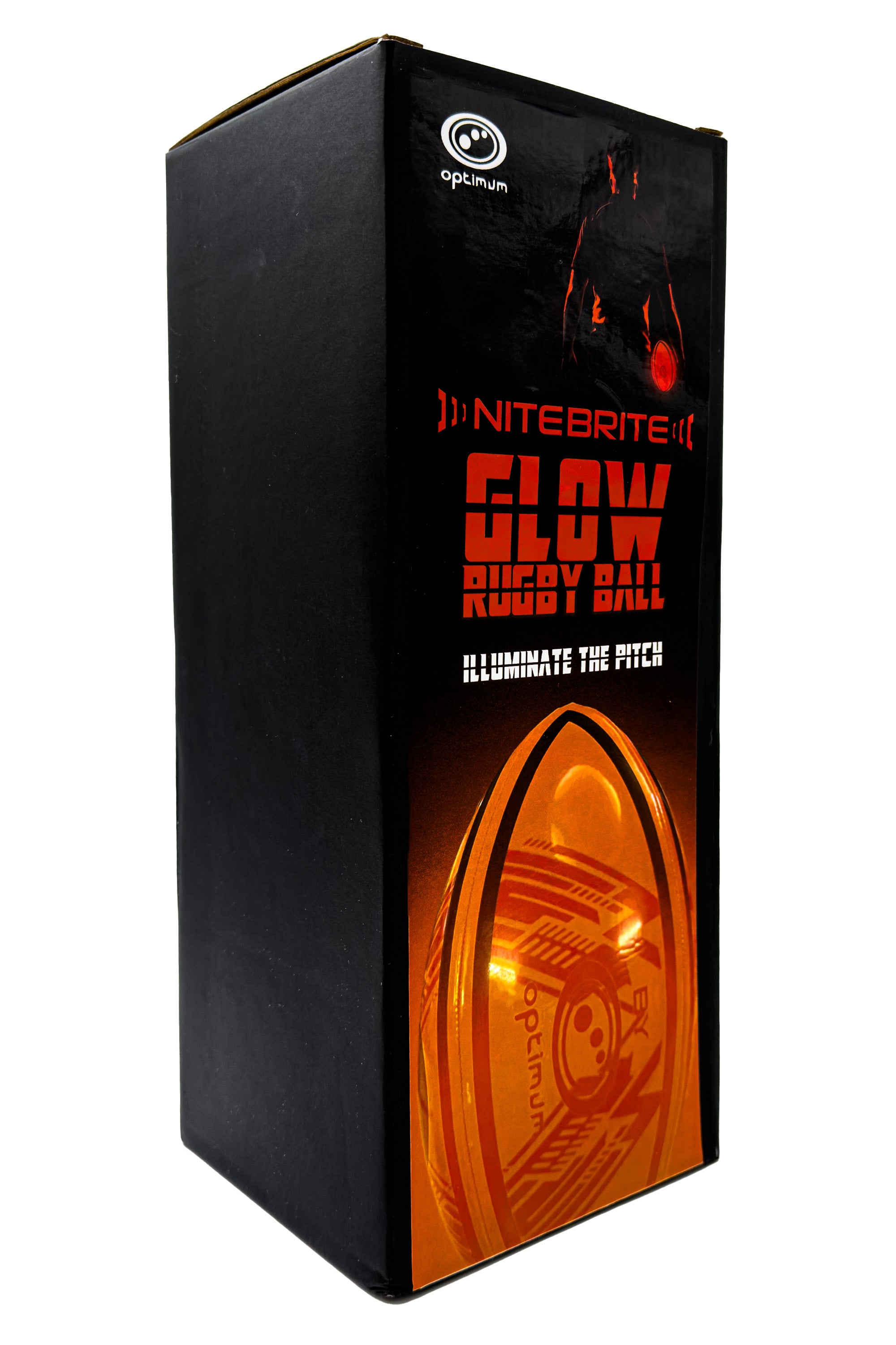 Optimum LED  Glow Rugby Ball Size 5 – Motion Activated with Auto-Off | Durable Water-Resistant Night Play | Includes Pump & Spare Batteries | UK Sports Brand
