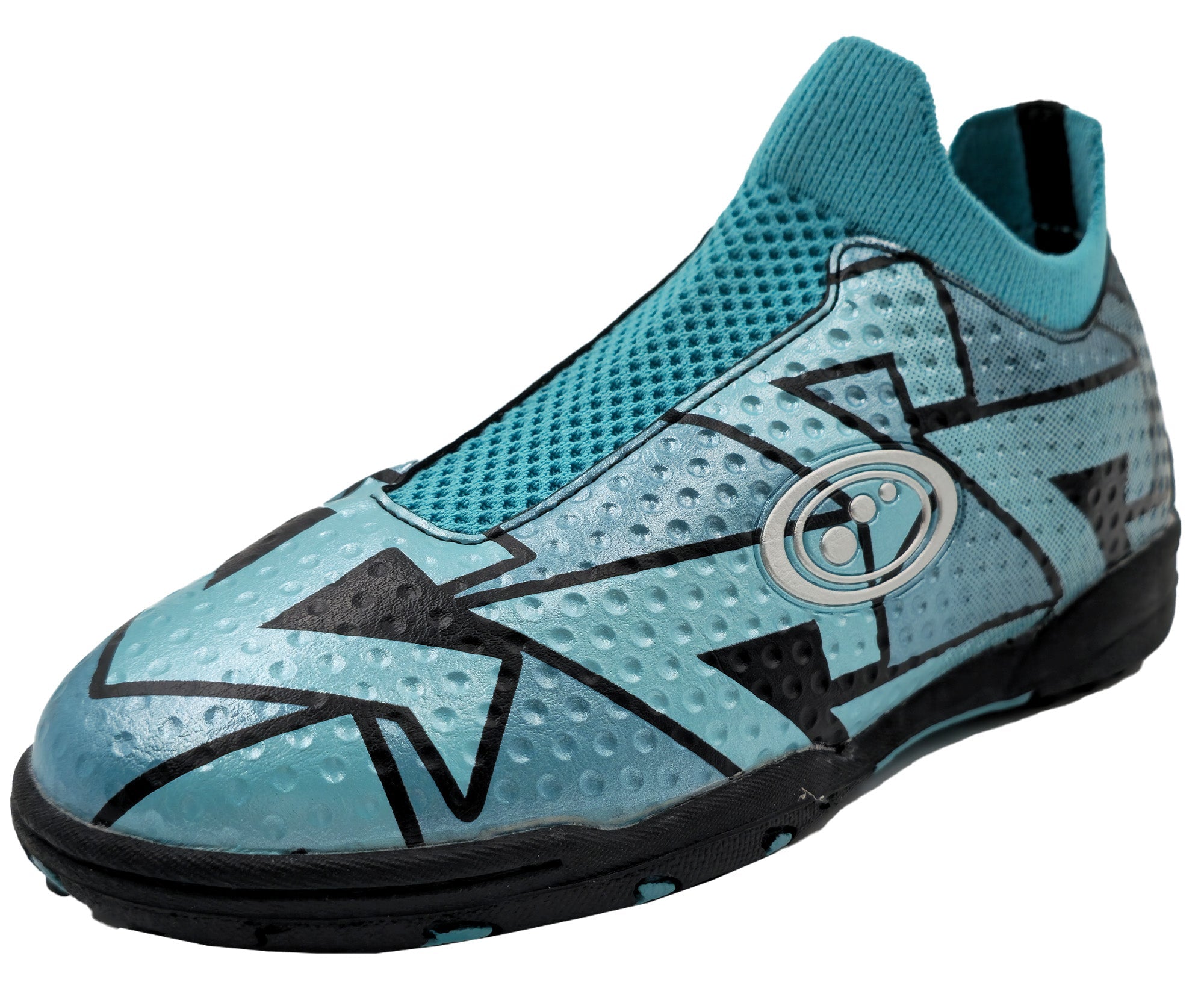 Three-quarter front angle of the Aztec astro trainer showing the toe box and Optimum branding