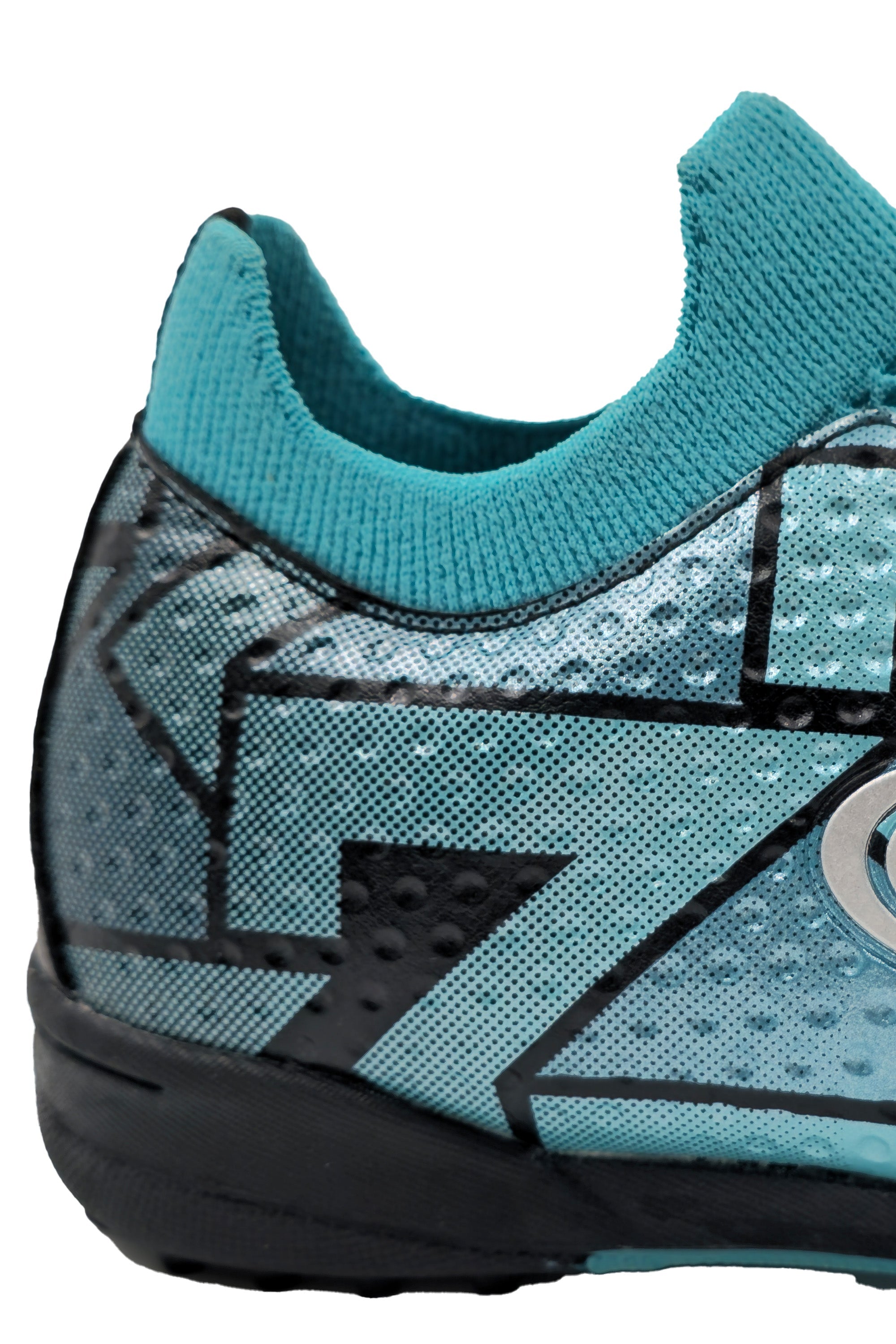 Close-up of the heel and ankle collar area of the Aztec astro trainer