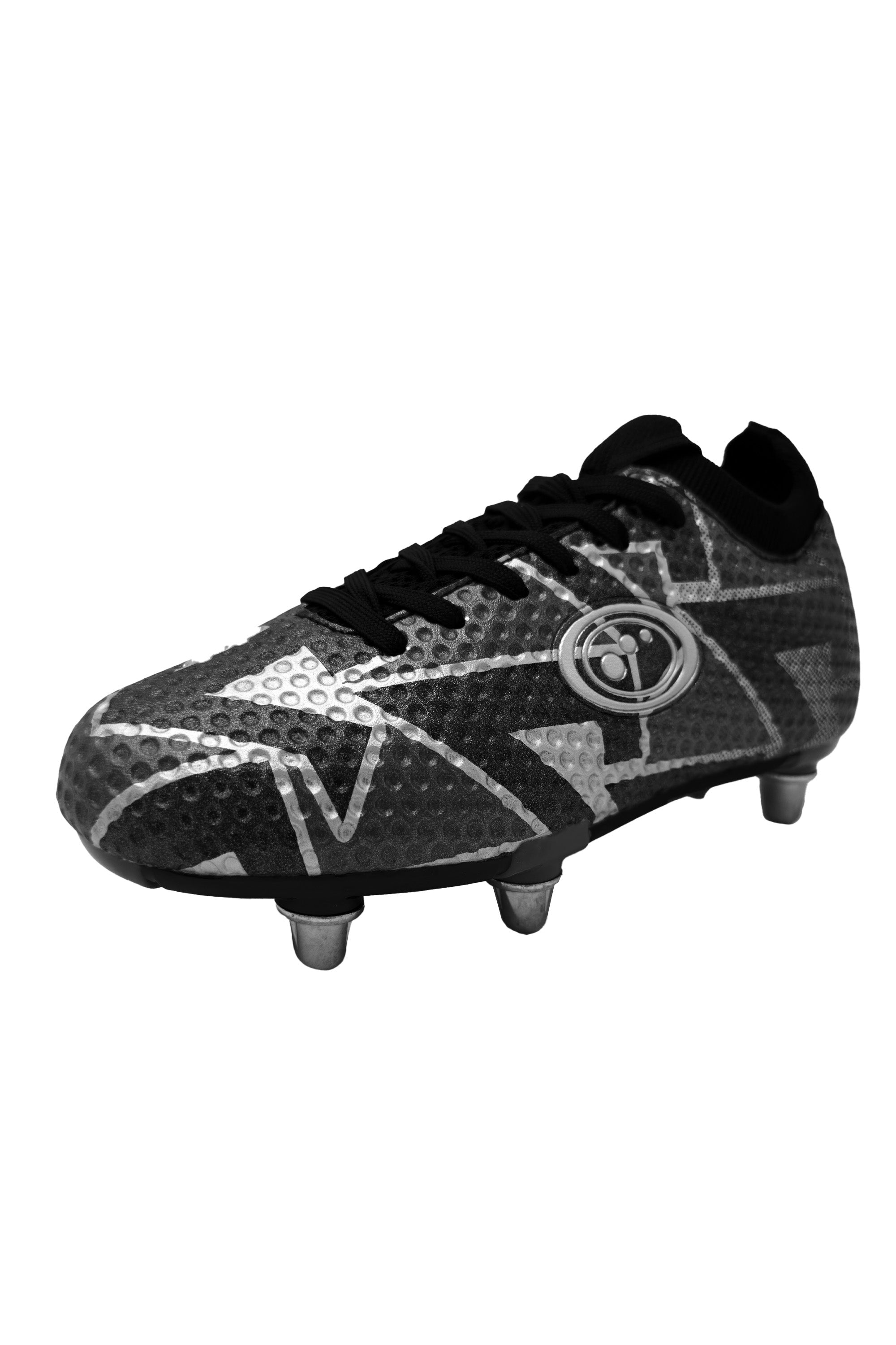 Side profile of the Aztec lace-up rugby boot showing the laces and Optimum logo