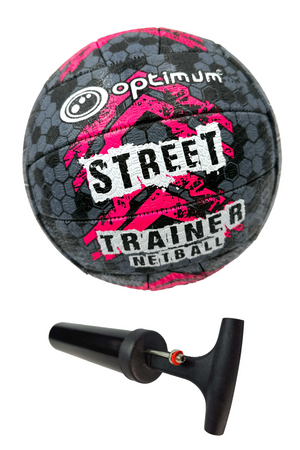 Street Netball Size 5 – Black/Pink, Durable, High Grip, Outdoor Use - Optimum