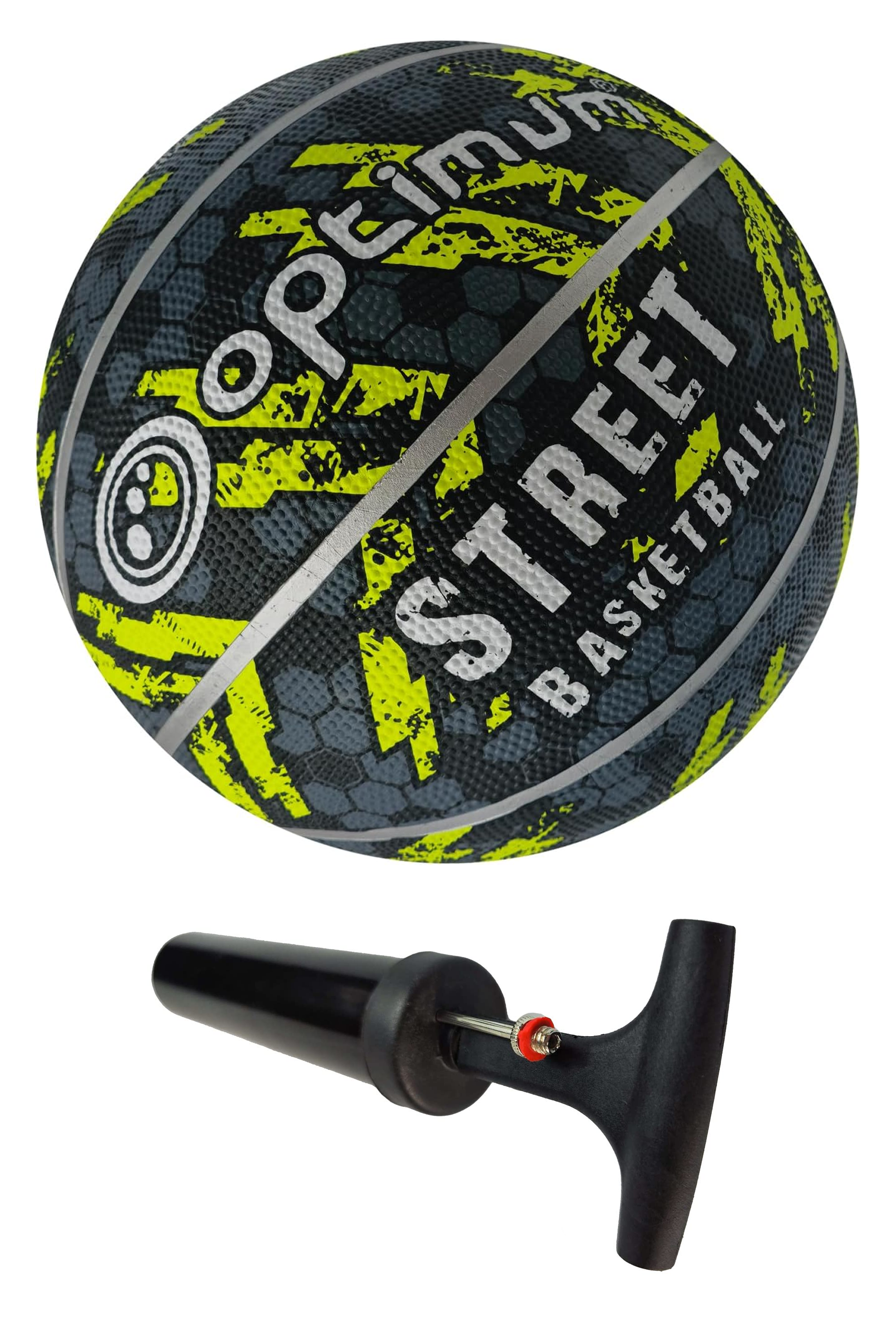 Street Basketball Size 7 – Black/Yellow, Durable Grip for All Surfaces - Optimum