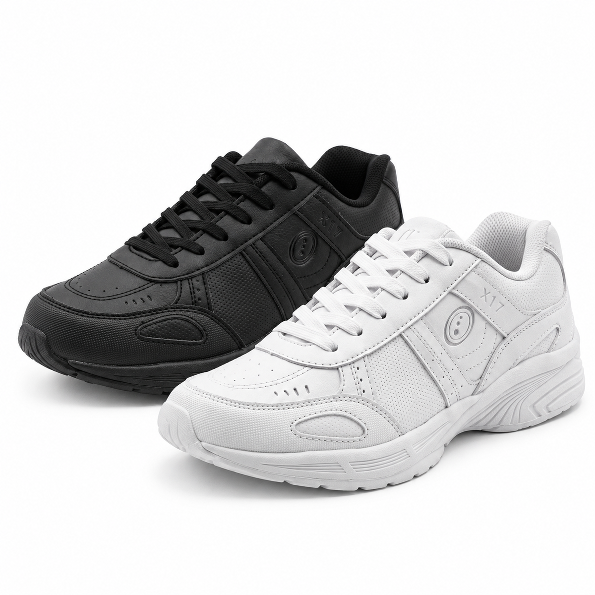 X17 Lace-Up School Trainers - Junior, Black & White | Optimum Sport