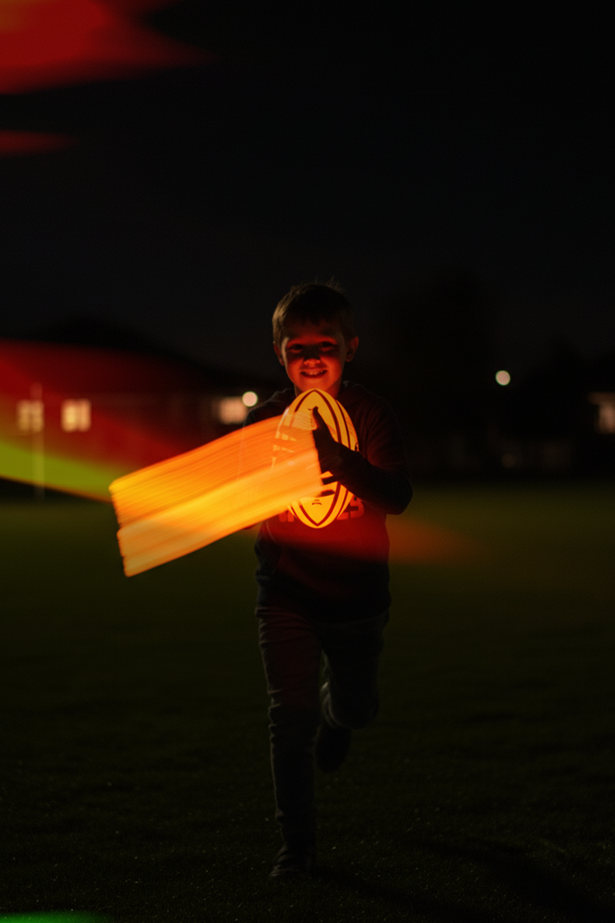 Optimum LED  Glow Rugby Ball Size 5 – Motion Activated with Auto-Off | Durable Water-Resistant Night Play | Includes Pump & Spare Batteries | UK Sports Brand