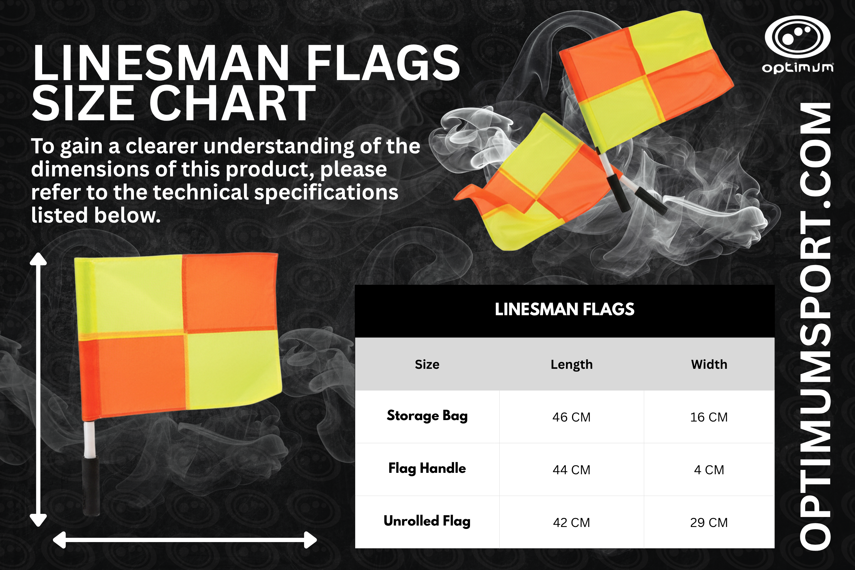 Optimum Linesman Flag With Carry Bag- High Visibility, Durable, and Reliable - Essential Equipment for Referees Pack of 2, Yellow/Orange - Optimum