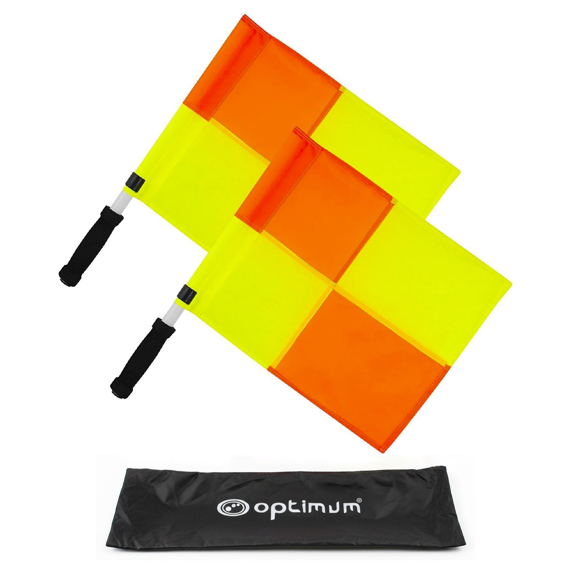 Optimum Linesman Flag With Carry Bag- High Visibility, Durable, and Reliable - Essential Equipment for Referees Pack of 2, Yellow/Orange